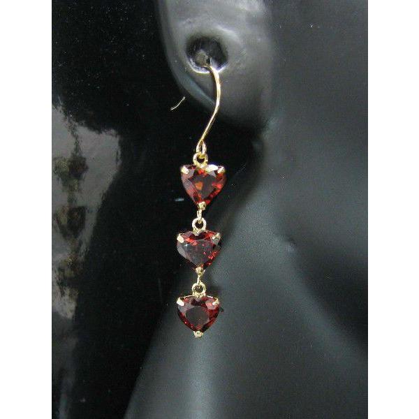 ピアス　K18WG ガーネット K18YG(イエローゴールド) ガーネット 一粒石 ピアス 保証書付