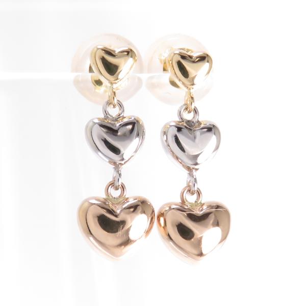 ハート 3連 ピアス K18 K18PG K18WG 3k 18金 : ジュエリーラピ