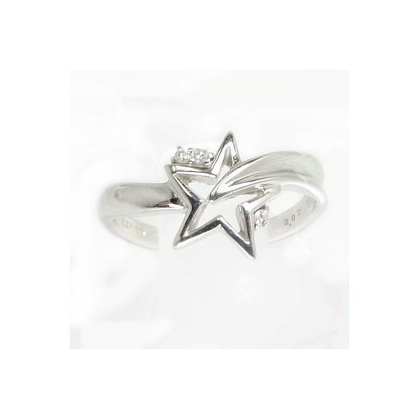 流れ星 流星 シューティングスター ダイヤ ピンキーリング K18WG