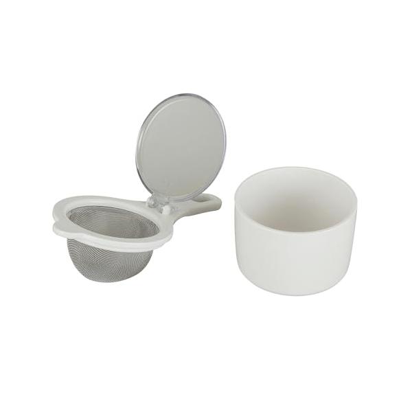 ホワイト/-/DH8064・Color:ホワイトPatternName:茶こしセット・パッケージ個数:1・受け皿にそのまま置ける、卓上使いに便利な茶こしセットです。・サイズ：150×75×74mm　重量：100g・素材・材質：網＝18-8ス...