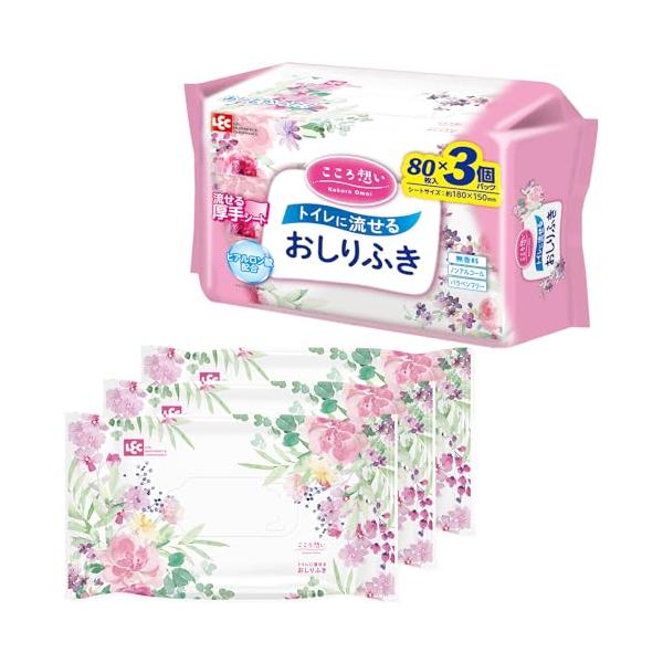 流せるおしりふきー/-/-・Style:流せるおしりふきPatternName:3個入・パッケージ個数:1・シートサイズ：約180x150mm/80枚入×3個/トイレに流せる/日本製・トイレに流せる大人用のおしりふきです。しっかりふける厚手...