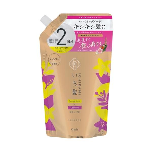 いち髪 【 ダメージリペア & カラーケア 】 シャンプー 大容量 詰め替え 660ml | ノンシリコン アミノ酸シャンプー ヘアケア ダメージケア 色落ち防止 メンズ レディース