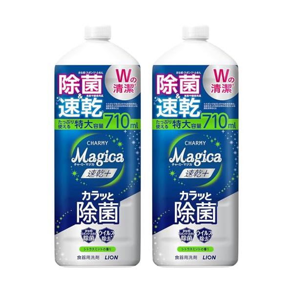 他サイト： チャーミー マジカ(CHARMY Magica) まとめ買い 大容量 チャーミーマジカ 食器用洗剤 速乾プラス カラッと除菌 シトラスミントの香の商品画像