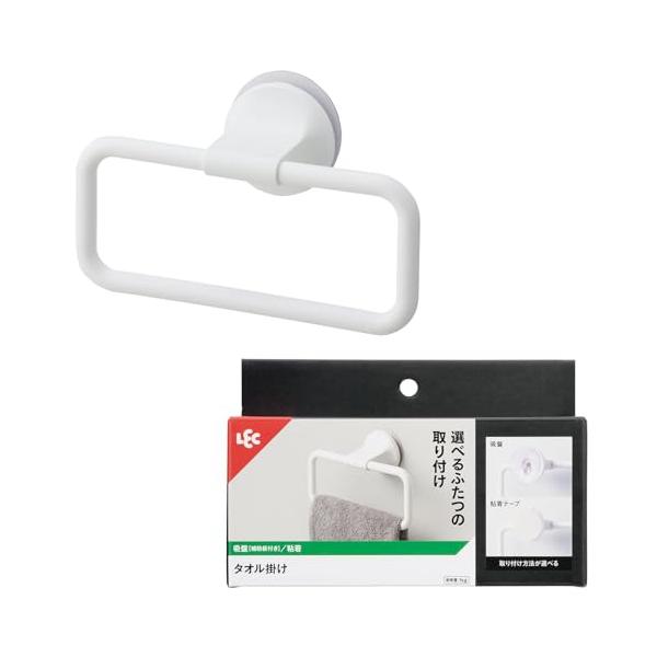 ホワイト/-/K00572・PatternName:吸盤 / 粘着・パッケージ個数:1・吸盤と粘着テープ２つの取り付け方法が選べます。・掛けたタオルが壁面につかない、衛生的なデザインです。・化粧合板やスリガラス、塗装していないコンクリートで...