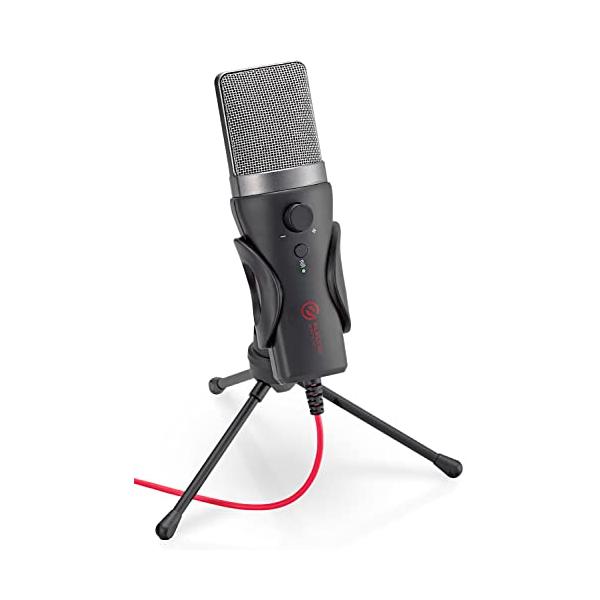 他サイト： エレコム コンデンサーマイク USB接続 [ ミュート機能/ゲインコントロール/ミニ三脚 ] 単一指向性 ブラック HS-MC13UBKの商品画像