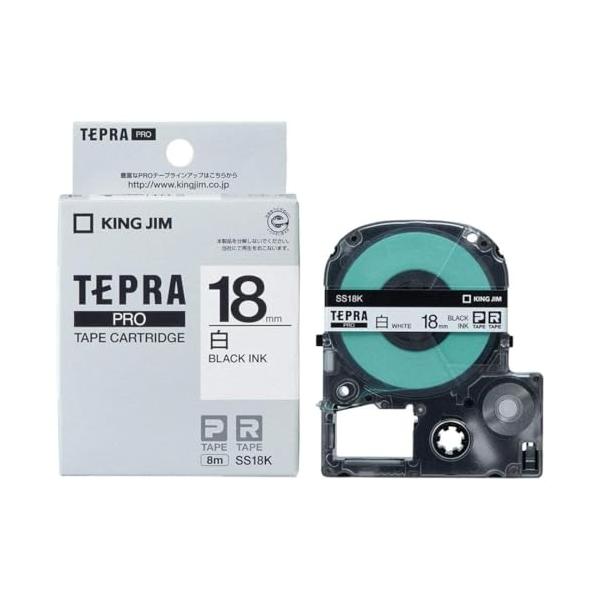 他サイト： キングジム 純正 テプラPROテープカートリッジ 1個 18mm 白ラベル/黒文字 長さ8m SS18Kの商品画像