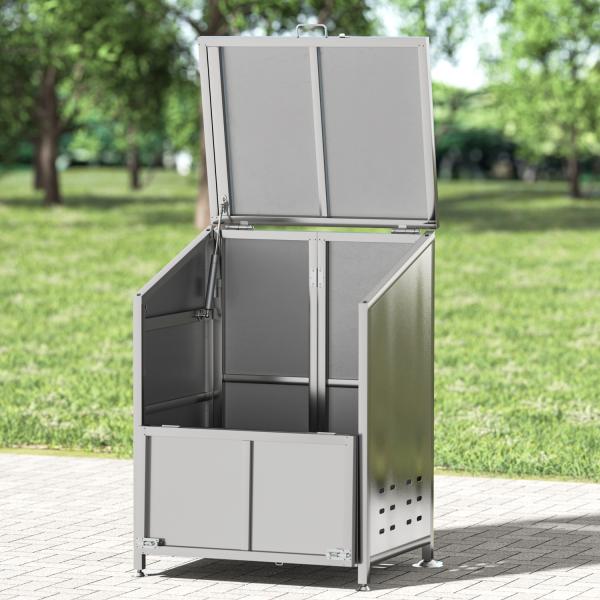 [Release date: January 17, 2026]素材はステンレス製なのでサビに強く、屋外での使用でも鉄製品より長持ちします。斜面蓋付きのデザインにより、雨水が溜まりにくく、屈まずにゴミを出し入れできます。前面パネルは半分に折...