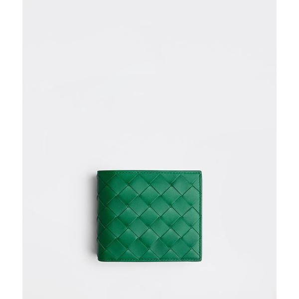 ボッテガヴェネタ BOTTEGA VENETA 財布 小財布 二つ折り 2つ折り レーシンググリーン シルバー 編み込み カーフスキン レザー ボッテガヴェネタ BOTTEGA VENETA 財布 小財布 二つ折り 2つ折り レーシンググリーン シルバー 編み込み カーフスキン レザー