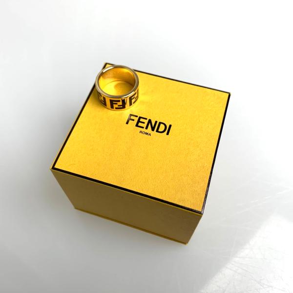フェンディ FENDI 指輪 リング ゴールド ブラック ロゴ