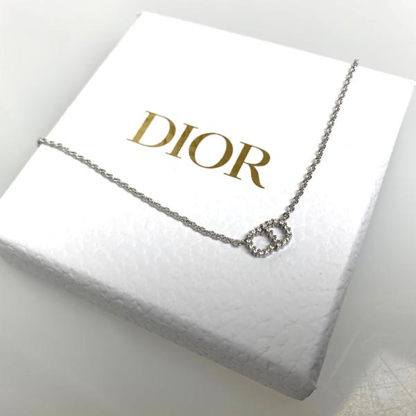 クリスチャンディオール ディオール Christian Dior ネックレス アクセサリー シルバー ラインストーン クリスタル
