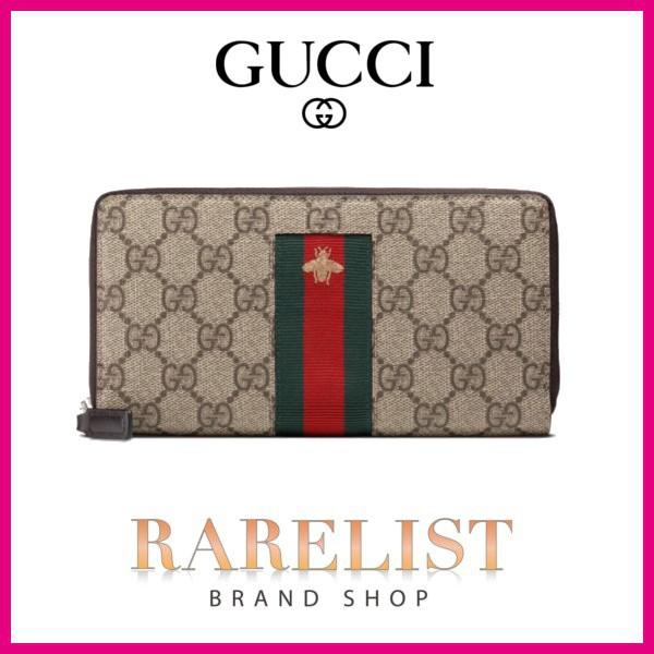 グッチ GUCCI 財布 長財布 ラウンドファスナー 新作 ベージュ エボニー ブラウン グリーン レッド シルバー ロゴ GGスプリーム キャンバス  ビー 蜂