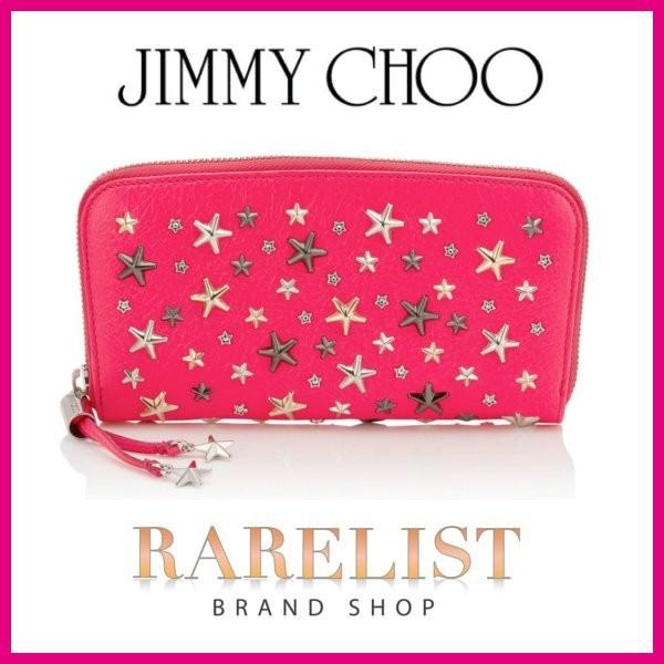 ジミーチュウ Jimmy Choo 財布 長財布 ラウンドジップ 新作 ショッキングピンク ピンク ゴールド ガンメタル シルバー レザー スター 星 スタッズ Jimmychoofilipaninoumikanellopimlideanhowicknellieminisaranemosashacarnabydereklawrencefuy ブランドショップ