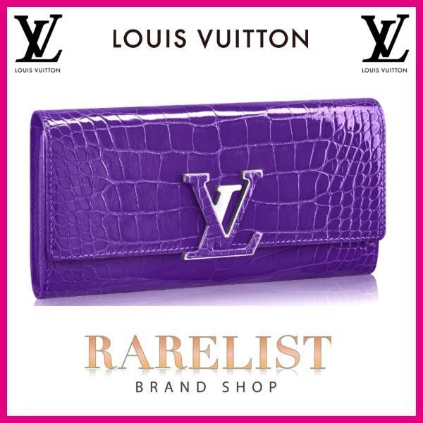 ルイヴィトン Louis Vuitton 財布 長財布 フラップ かぶせタイプ 新作 ヴィオレ パープル シルバー アリゲーター レザー ｌｖシグネチャー カプシーヌ Louisvuittonnnnnnnmmmmmmmm ブランド