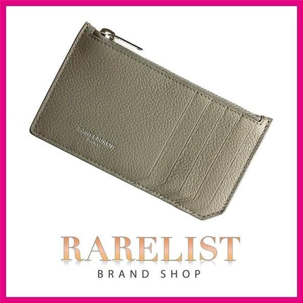 サンローラン saint laurent paris カードケース 名刺入れ コインケース 新作 レザー ライトグレー シルバー ysl