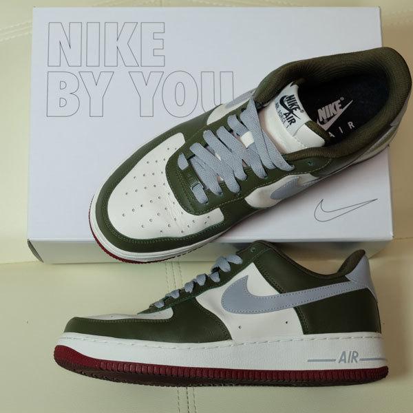 ナイキ エアフォース1 ローバイユー カスタム 27cm US9 AQ3774-992 ホワイト モスグリーンカーキ AIR FORCE 1 LOW  BY YOU