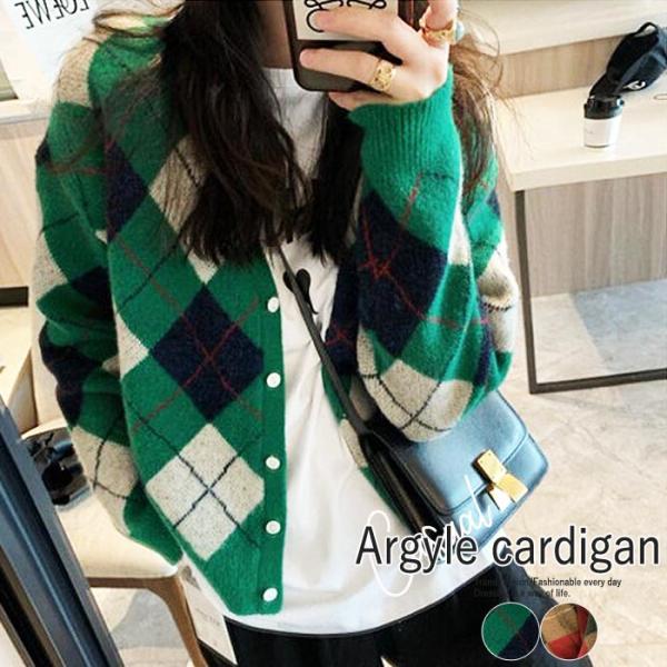 カーディガン アーガイルニット ドロップショルダー Vネッ クボレロ 韓国 レディース 春ニット V159 990 V159 Uricca ウリッカ By Raspberry 通販 Yahoo ショッピング