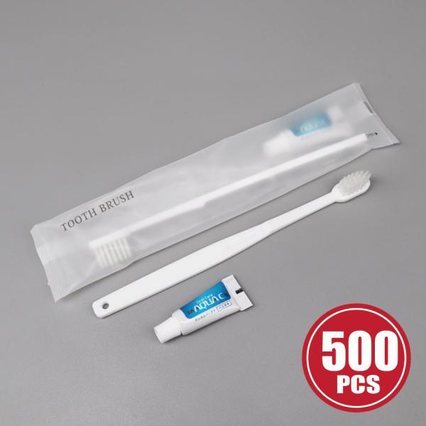 使い捨てハブラシ 500本 歯磨き粉チューブ3g付き  24穴マットシリーズ サンヨーアメニティ　