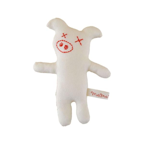 新生児から使えるのにぎにぎの登場です。ブタオーガニックパイル地を使用し、顔の表情を手刺繍風にアレンジ、どことなく愛らしい仲間たち。オーガニックコットン（有機栽培綿）９５％以上のタオル地とオーガニックの茶綿から出来たニット地を使い、デリケート...