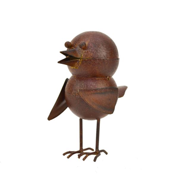ブリキ素材が個性的、オシャレな印象のブリキシリーズかわいいひよこのガーデンオブジェ  メタルリトルバードアンティーク加工・塗装を施し、錆びた様な色合い、風合いに仕上げています。ブリキのシンプルでクールな質感、素朴な風合いは植物をひきたてます...