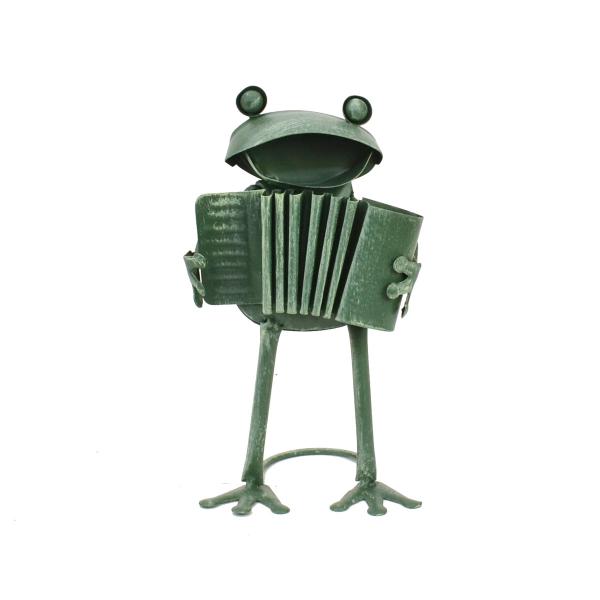 ブリキ素材が個性的、オシャレな印象のブリキシリーズカエル アコーディオン多肉植物、お花、ハーブなど、、、グリーン×ブリキ おしゃれな雰囲気。オシャレなツールでガーデニングを♪ガーデニングはもちろん、リビングや玄関のディスプレイに。カエルのオ...