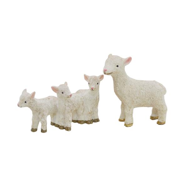 レジンミニチュアオーナメントアニマルオブジェ ヤギファミリーレジン製（樹脂）にペイントを施した小さな置物。親ヤギ、子ヤギのパーツ、合計2点セットです。レジンと塗装によって細部までこだわった造形や色合いが可能で、様々なデザインを楽しむことがで...