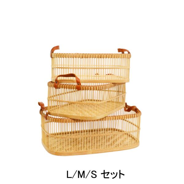 竹製脱衣かご 3セット ランドリーバスケット バンブー : ラタンハウス