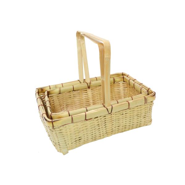 竹の収穫かご 青竹 長角 一本手 SLセット 野菜かご 籠 : ラタンハウス