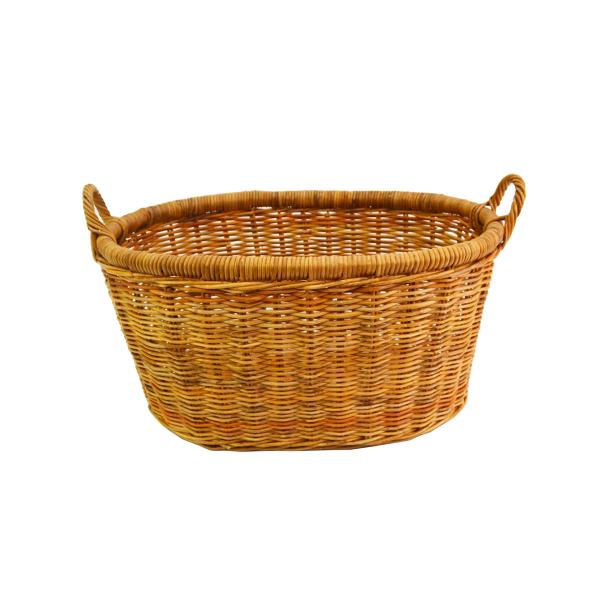 【美品】ランドリーバスケット 脱衣かご バスケット ラタン カゴ キャスター付き rattanhouse_rs-101-mk03