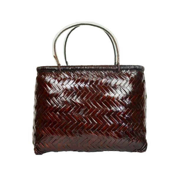 竹製 市場かご たて型L ダークブラウン 竹かごバッグ カゴ