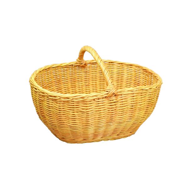 抗菌バスケット オーバルバスケット ピクニック　かご 新品未使用　ホワイト ラタン オーバル1本手 大きめ ピクニックバスケット かご