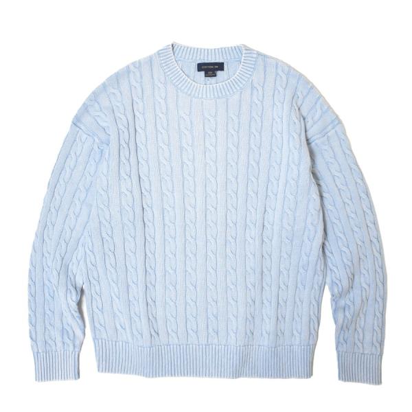 Cotton On Box Fit Cable Crewneck Sweater - Blue メンズ レディース ニット