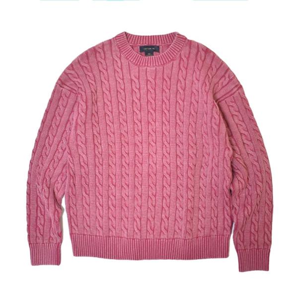 Cotton On Box Fit Cable Crewneck Sweater - Red メンズ レディース ニット