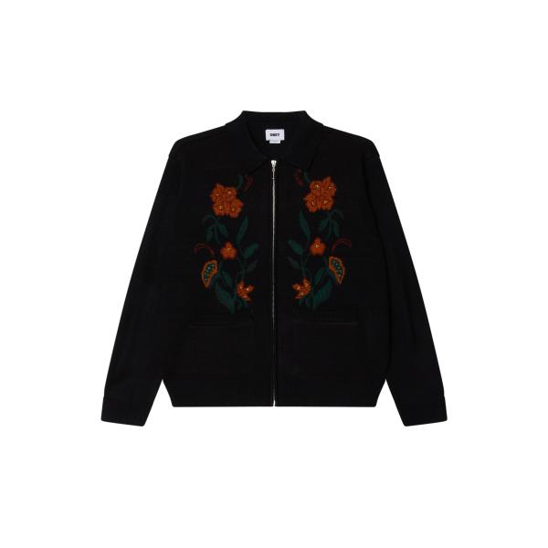 OBEY（オベイ） Floral Zip Cardigan Black ブラック メンズ 
