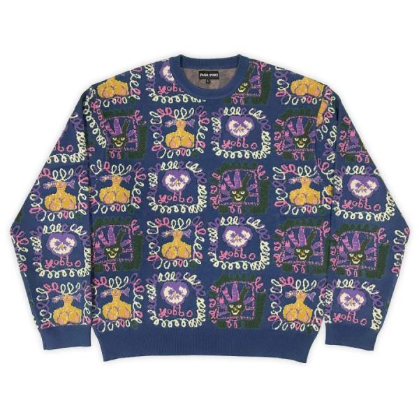 パスポート [SALE]Pass~Port Faces Knit Sweater Harbour Blue メンズ