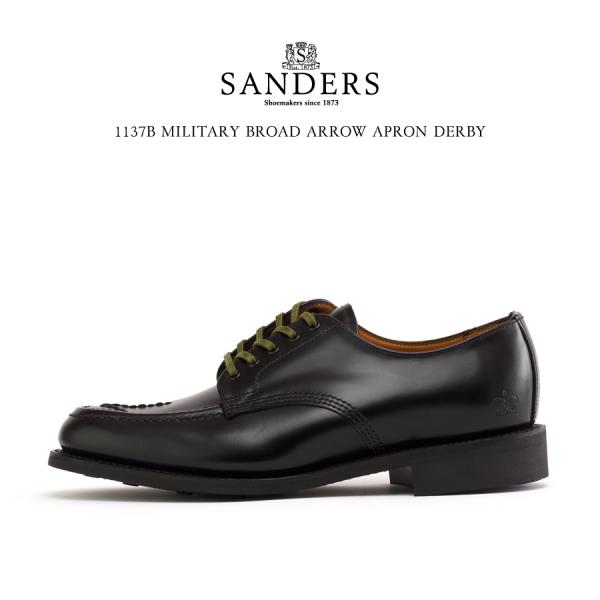 サンダース1137B 美品ミリタリーブロードアローエプロンダービーシューズUK6 SANDERS（サンダース） 1137B MILITARY BROAD ARROW APRON DERBY