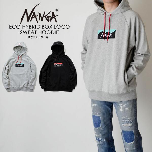 NANGA ナンガ ECO HYBRID BOX LOGO SWEAT HOODIE ボックスロゴ スウェットフーディー