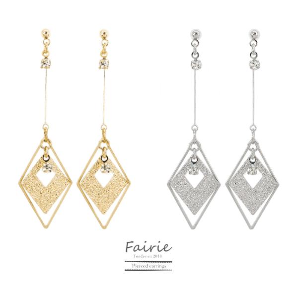 樹脂イヤリング ノンホールイヤリング ノンホールピアス 揺れる 菱形 フレーム ロング アクセサリー レディース 金属アレルギー対応 おしゃれ 人気 トレンド