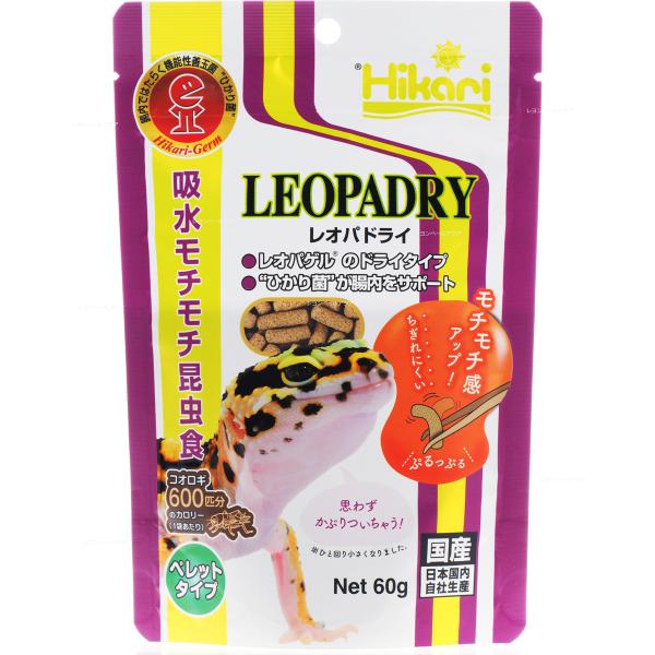 注文や問い合わせる際、当店の会社概要、お買い物ガイドを必ずお読みください。レオパゲルのドライタイプが登場！昆虫食爬虫類の総合栄養食・・・ヒョウモントカゲモドキ累代繁殖の実績をもつレオパゲルの配合をベースとした、昆虫食爬虫類の総合栄養ペレット...