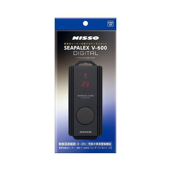 注文や問い合わせる際、当店の会社概要、お買い物ガイドを必ずお読みください。ニッソー「シーパレックス V-600 デジタル」は、観賞魚水槽用の電子式デジタルサーモスタットです。0〜35℃の範囲で1℃刻みの温度設定が可能で、制御誤差は±1℃と高...