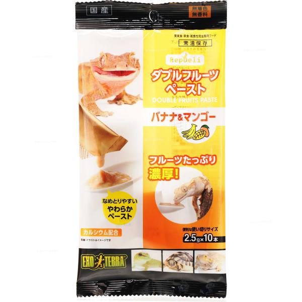 他サイト： 【全国送料無料】 GEX エキゾテラ レップデリ ダブルフルーツ ペースト バナナ&amp;マンゴー 2.5g×10本の商品画像