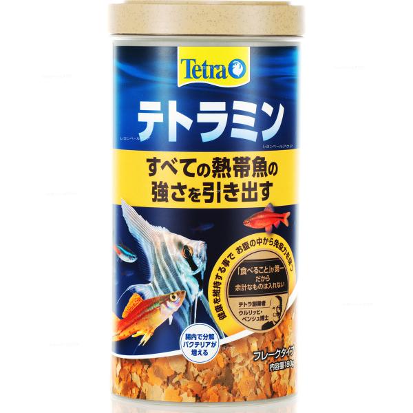 注文や問い合わせる際、当店の会社概要、お買い物ガイドを必ずお読みください。テトラ テトラミン 180gは、全ての熱帯魚の主食用に開発された高品質フレークタイプのフードです。バランスの取れた栄養成分で、魚の健康と色彩を維持します。・内容量：1...