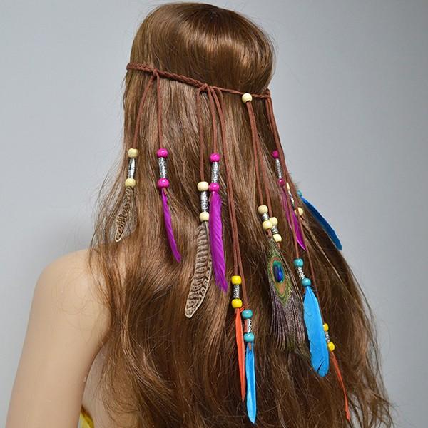 孔雀の羽 ヘアアクセサリー インディアンスタイル マルチカラーヘアバンド ボヘミアンスタイル エスニック風 カジュアル プレゼント ギフト ハロウィン レイシーズン ヤフー店 通販 Yahoo ショッピング