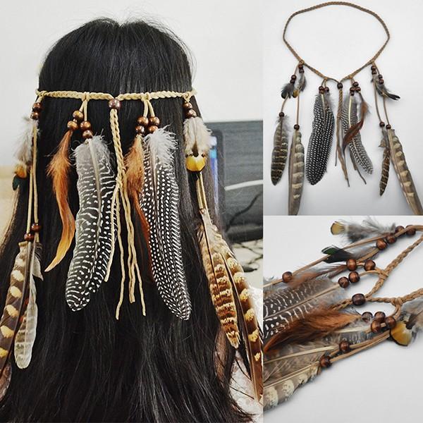 羽根 ヘアアクセサリー インディアンスタイル マルチカラーヘアバンド ボヘミアンスタイル エスニック風 カジュアル プレゼント ギフト レイシーズン ヤフー店 通販 Yahoo ショッピング