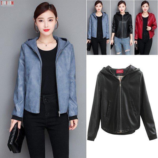 レザージャケット レディース 革ジャン 皮コート 本革 ラム革 フード付き アウター ブルゾン ライダースジャケット ゆったり Nqs X901 Tasahaya 通販 Yahoo ショッピング
