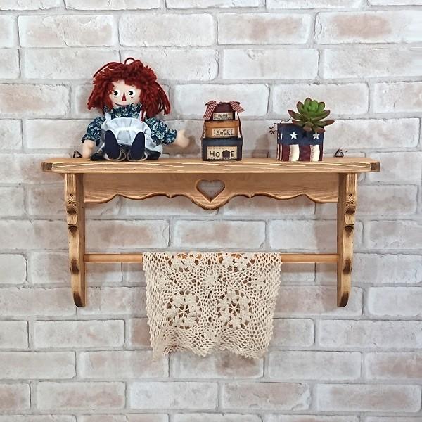 ポール付きウォールシェルフ ハートのくりぬき 60×12×30cm / RSE-45 