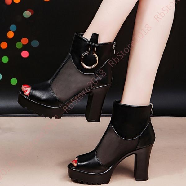 オープントゥ サマーブーツ ブーツサンダル 厚底サンダル レディース 春ブーツ 夏ブーツ メッシュ レース サマーブーツ 女性 美脚 ブーツ ハイヒール Supersport Tn