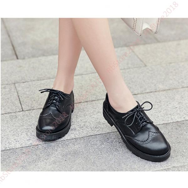 オックスフォードシューズ 3ホール チャンキーヒール フラットシューズ レースアップ マーチンタイプ カジュアルシューズ スニーカー 足長 ラウンドトゥ Www Nlqp Com