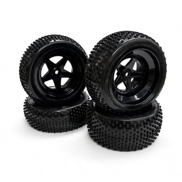 OPTION No.1(オプションNo.1)/NO-WH1089/4WDバギー用マイクロブロックタイヤ（黒ホイール接着済み/前後1台分）