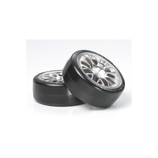 タミヤ　ドリフトタイヤメカ付き OP.960 メッキ6本スポークホイール ドリフトタイヤタイプD 2本