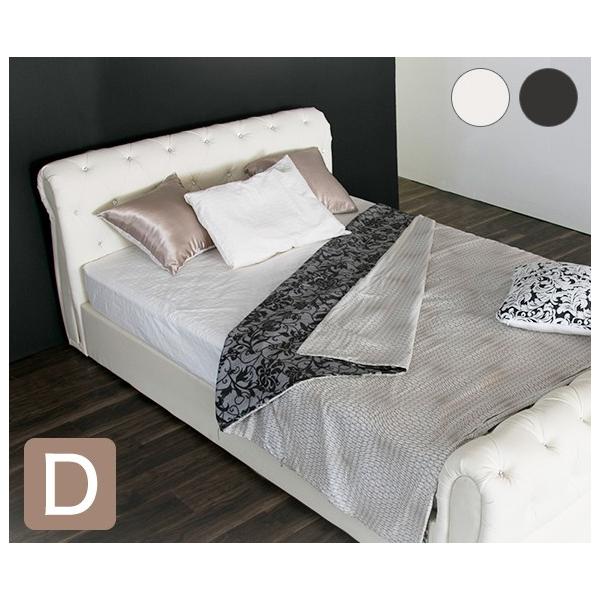 ギャルソンシリーズ ビジュー付きフェイクレザーベッド ダブルベッド